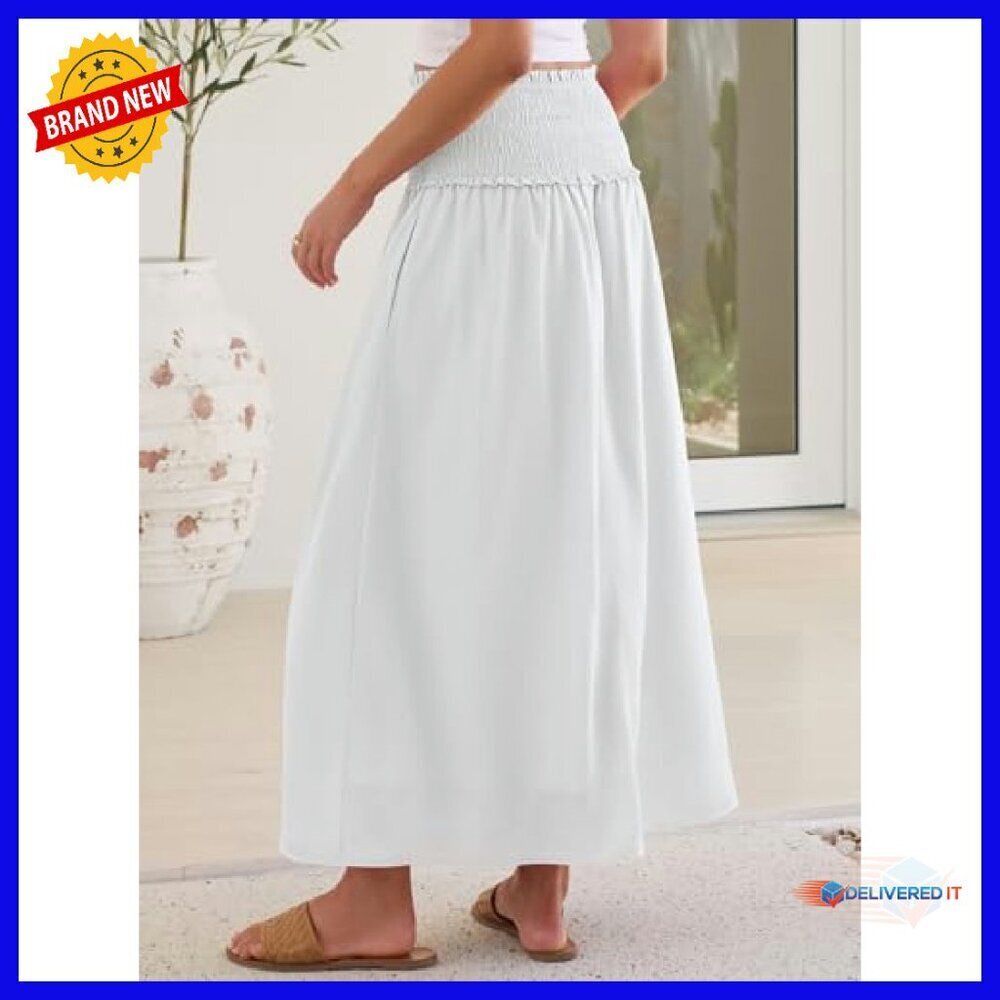 Maxi Skirt High Waist Elastic Flowy Boho Summer Beach Cover Up - Picture 6 of 8